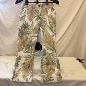 Vintage Y2K Lucky Brand Pants 4/27 Cargo Capri FloralWide Leg Camo Leaf Military